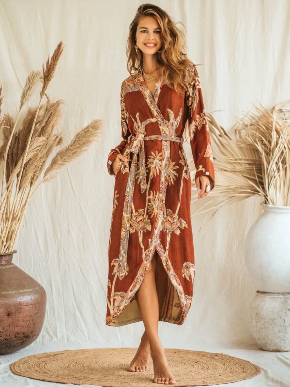 🤍 Brahmaki Ecovero Original Kaftan Terra Di Siena Size 2 Robe Reversible